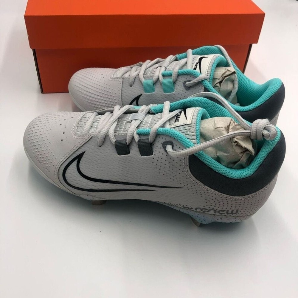 Nike Lunar Hyperdiamond 3 Pro Softball Cleats Wolf Grey Aqua Womens Size 7.5 - Picture 7 of 9